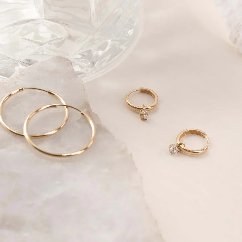 Hesper | Gold Stone Hoop Earrings
