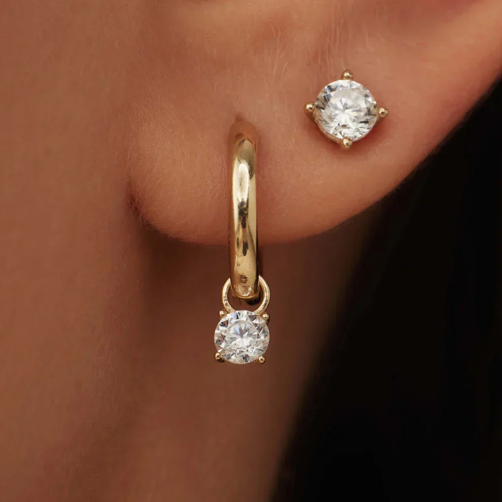 Hesper | Gold Stone Hoop Earrings