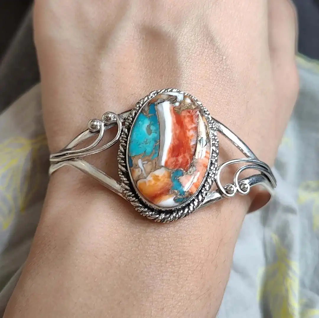 Miriam | Sunset Stone Silver Cuff Bracelet