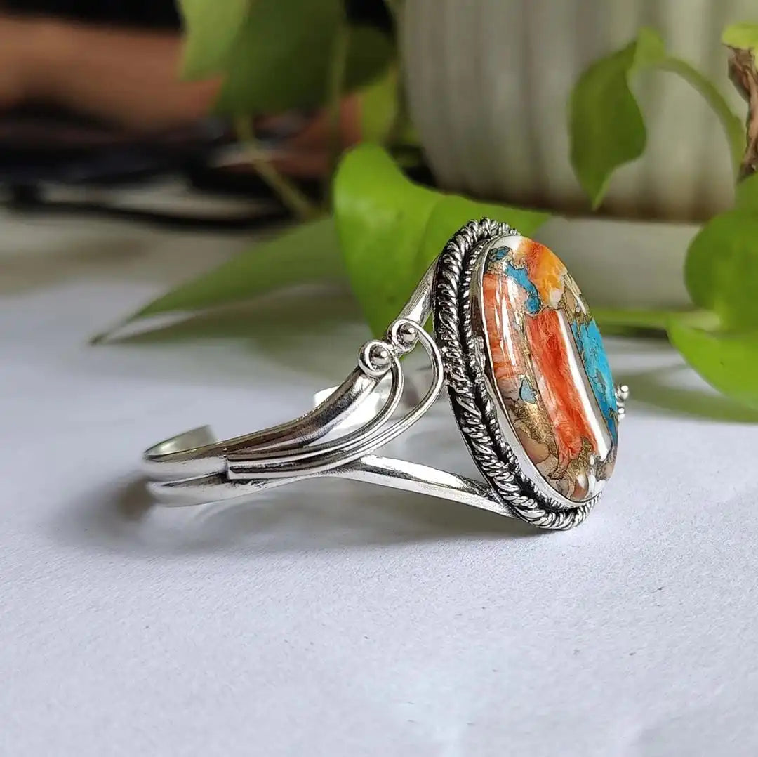 Miriam | Sunset Stone Silver Cuff Bracelet