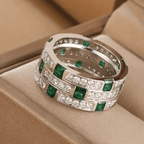 Elegant Emerald Matrix Ring
