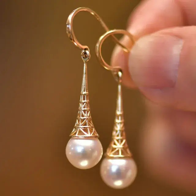 Lois | Gold Filigree Pearl Drop Earrings