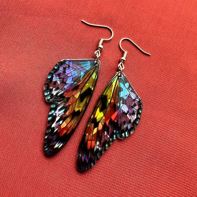 Vintage Colourful Butterfly Wings Earrings