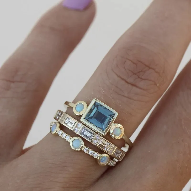 Juno | Gold Geometric Ring Set