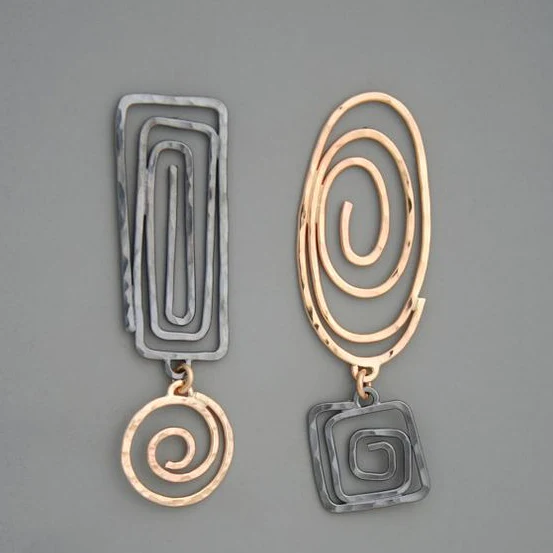 Vintage-Silver-Gold-Spiral-Earrings