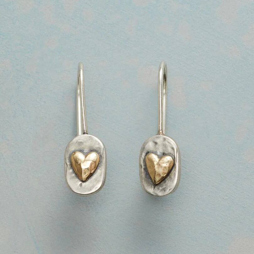 Fabienne | Silver and Gold Heart Earrings