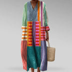 Fabrine | Stylish Geometric V-Neck Dress