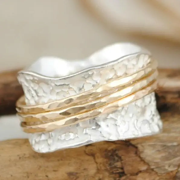 Elodie | Vintage Spinner Thin Gold & Silver Ring