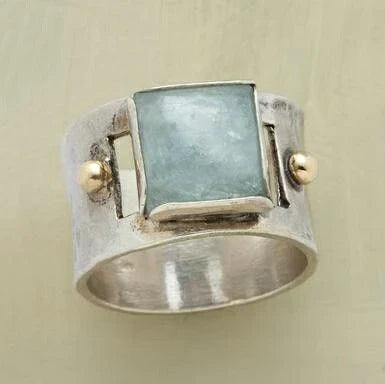 Lark | Vintage Green Square Moonstone Ring