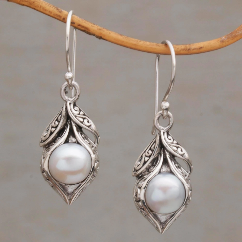 Pearl | Silver Drop Earrings