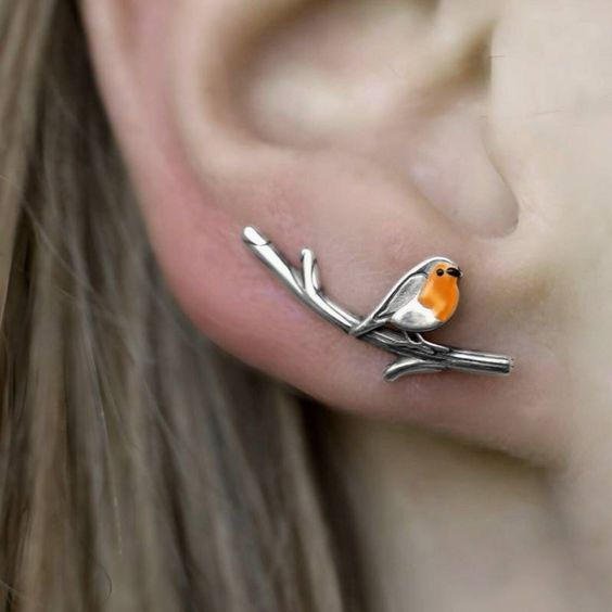 Vintage Little Bird Silver Earrings