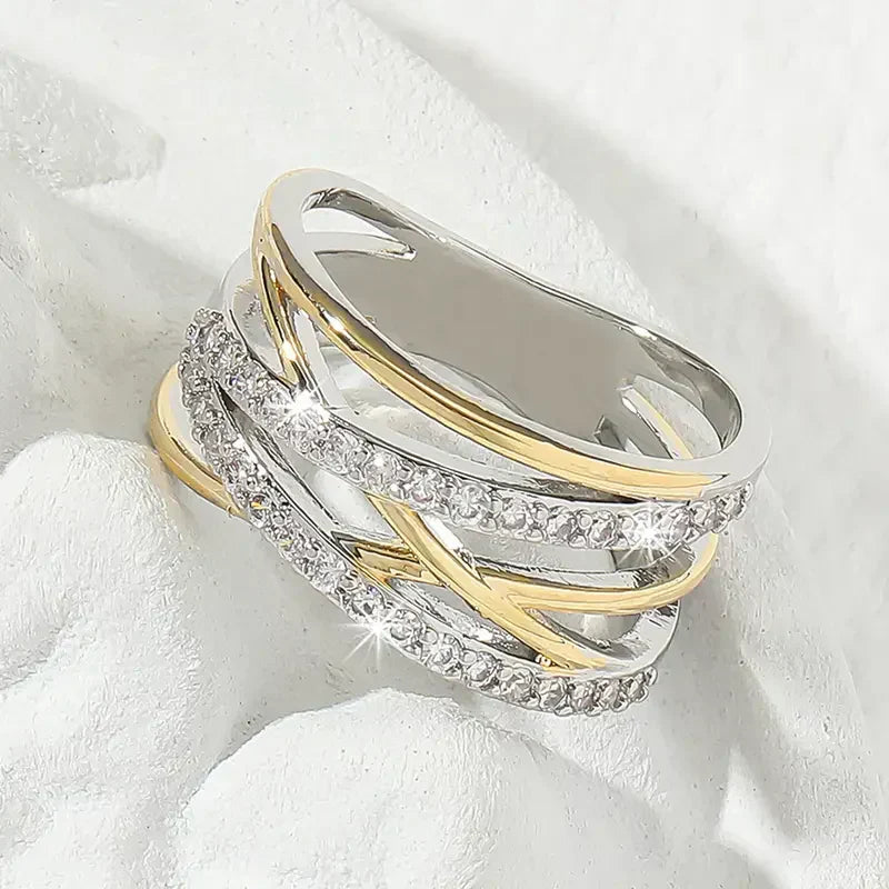 Priya | Silvergold Radiance Zirconia Ring