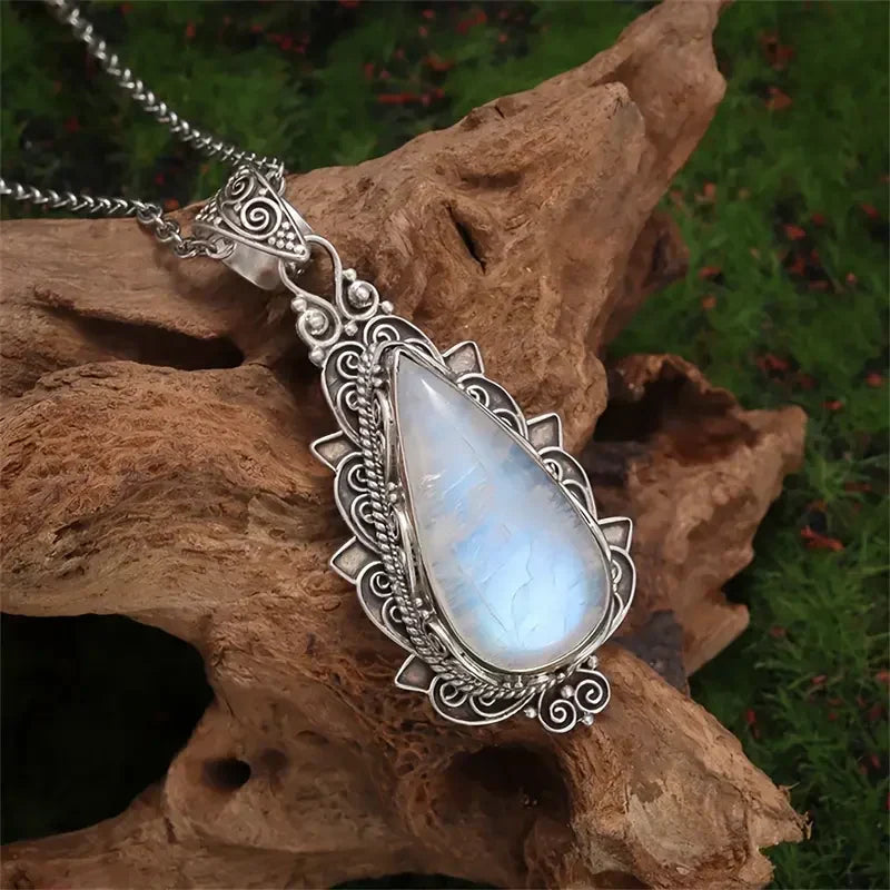 Romy | Antique Moonstone Drop Necklace