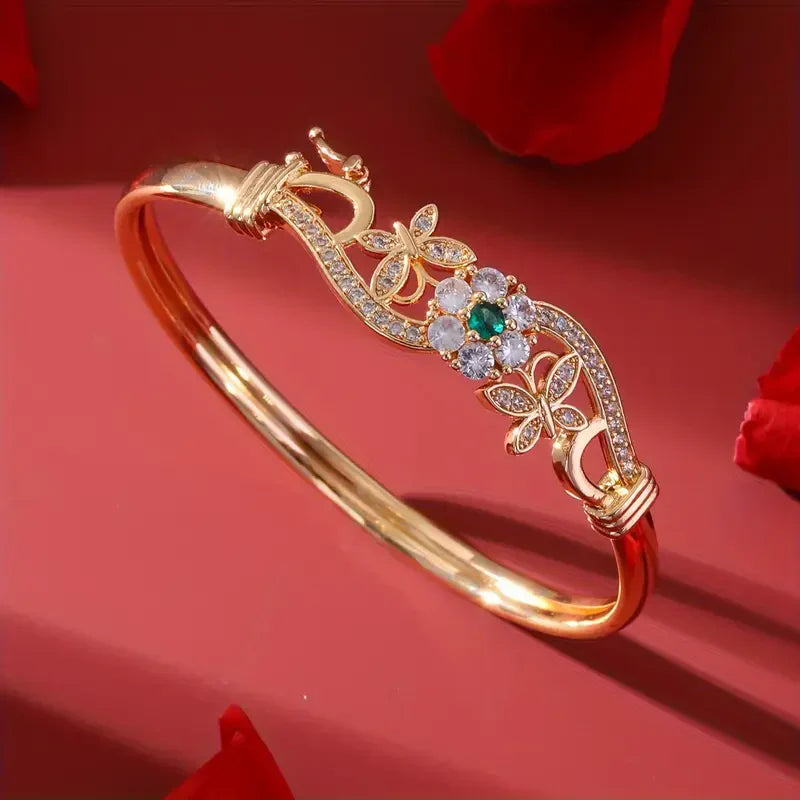 Tamsin | Zirconia Gold Green Crystal Bracelet