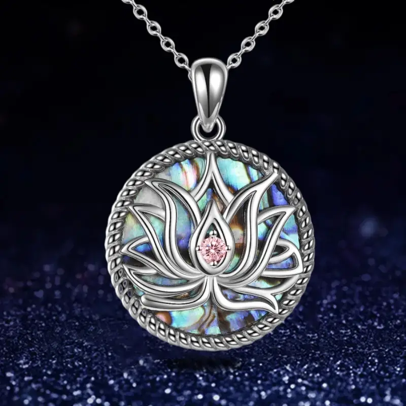 Colourful Silver Lotus Necklace
