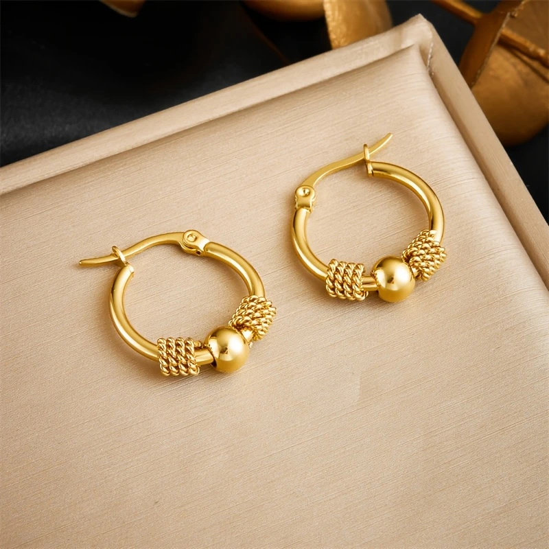 Bea | Beaded Gold Hoops