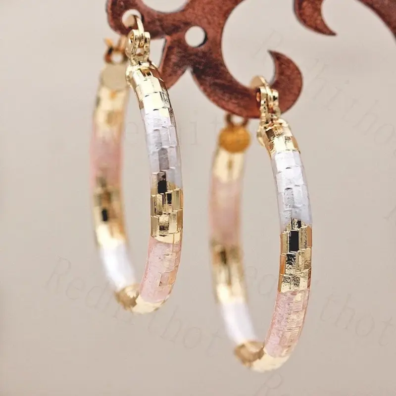 Rosette | White Rose Gold Hoops