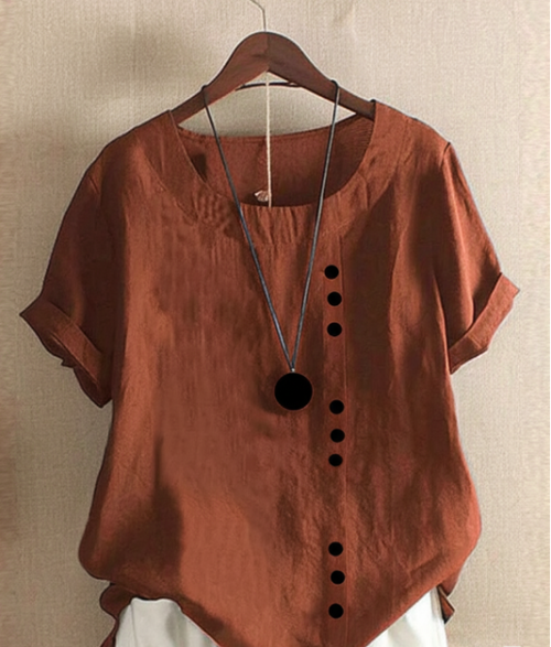 Adeline | Short Sleeve Round Neck Blouse