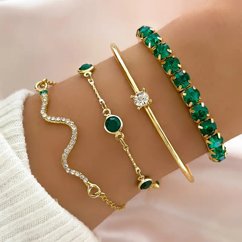 Verena | Vintage Green Zirconia Bracelet Set