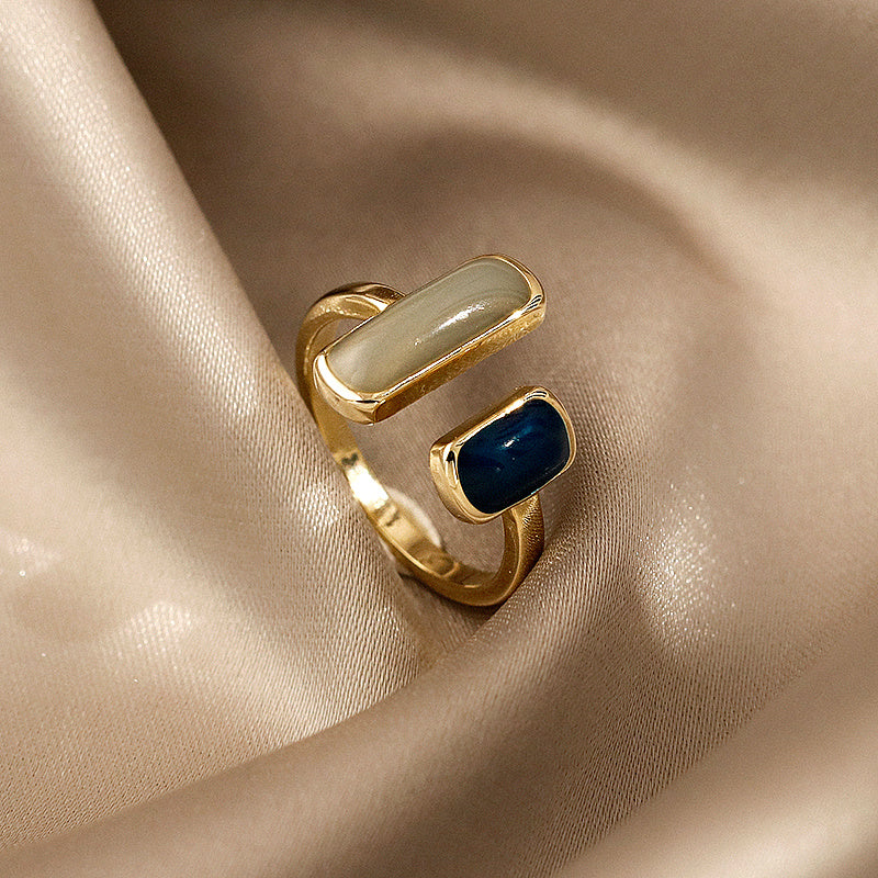 Vintage Ring in Gold with Blue Opal