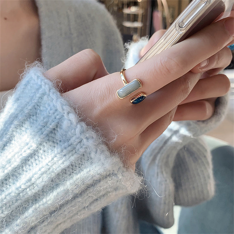 Vintage Ring in Gold with Blue Opal