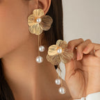 Bohemian Earrings with Pearls and Flowers