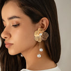 Bohemian Earrings with Pearls and Flowers