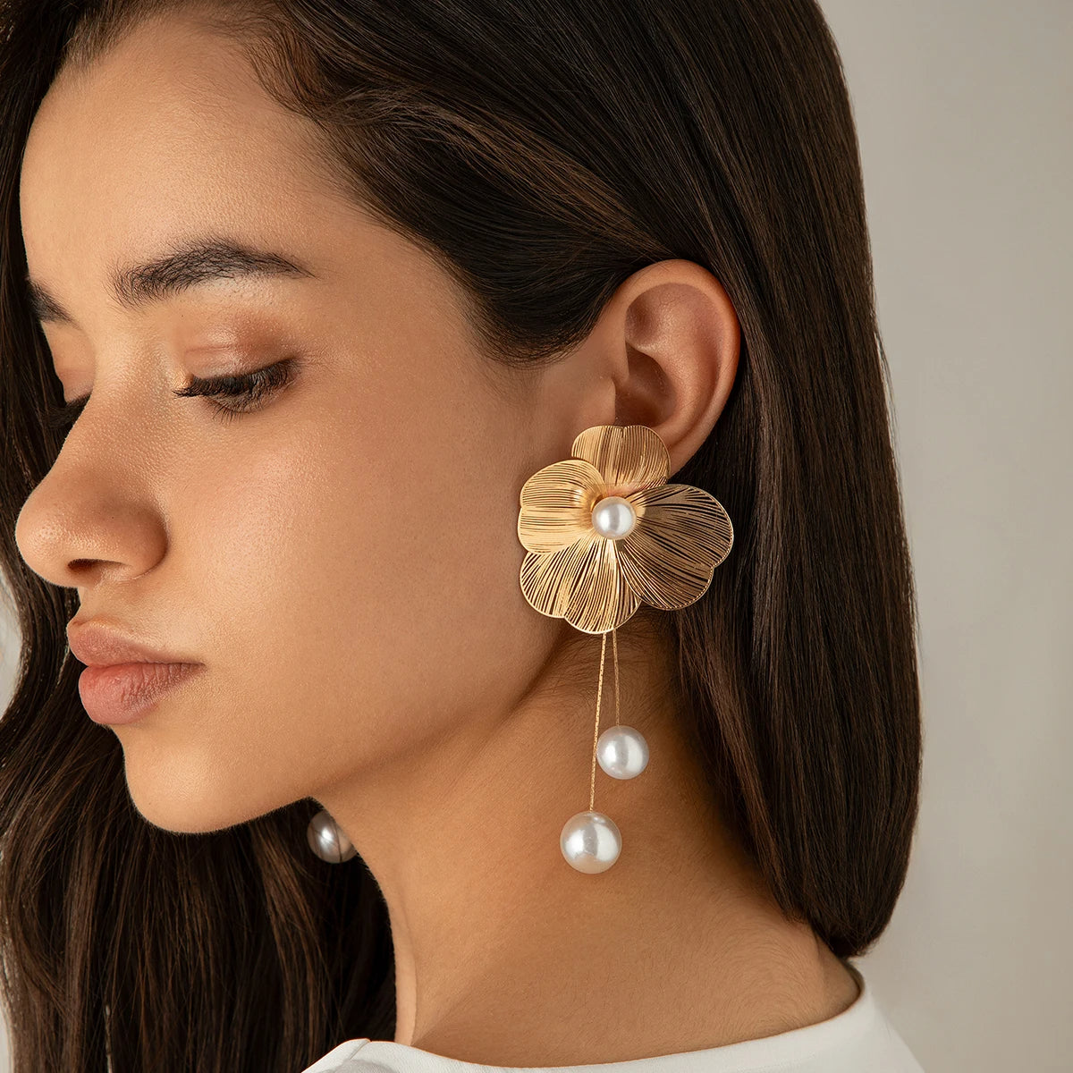 Bohemian Earrings with Pearls and Flowers