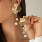 Bohemian Earrings with Pearls and Flowers
