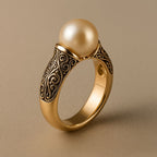 Anya | Gold Filigree Pearl Ring