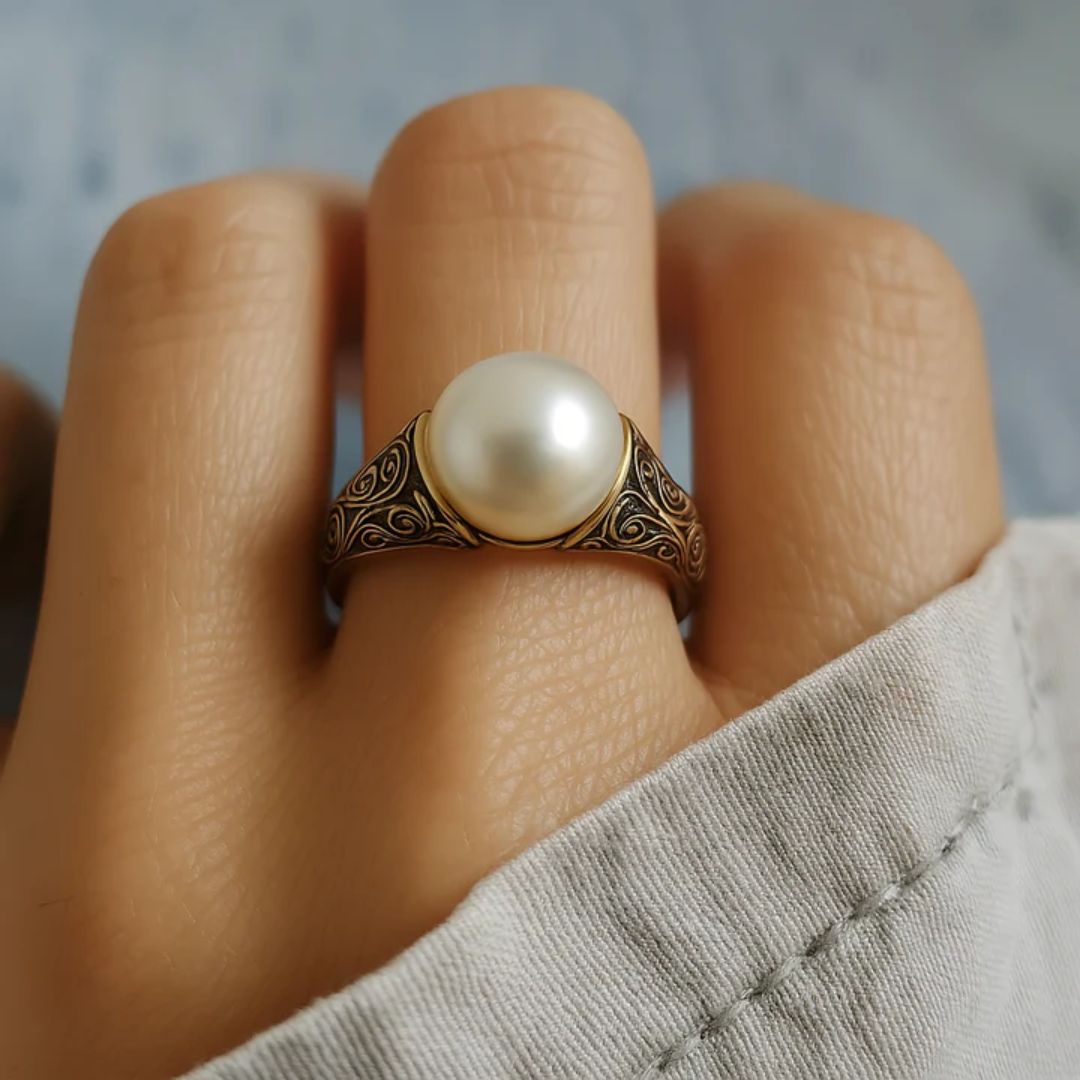 Anya | Gold Filigree Pearl Ring