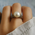 Anya | Gold Filigree Pearl Ring