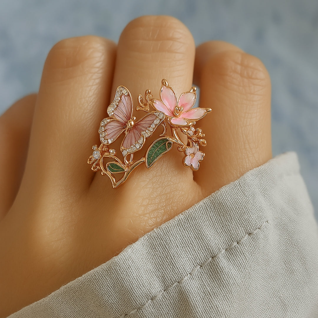 Natural Holy Butterfly Zirconia Ring