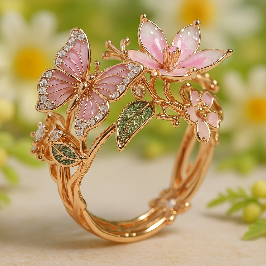 Natural Holy Butterfly Zirconia Ring