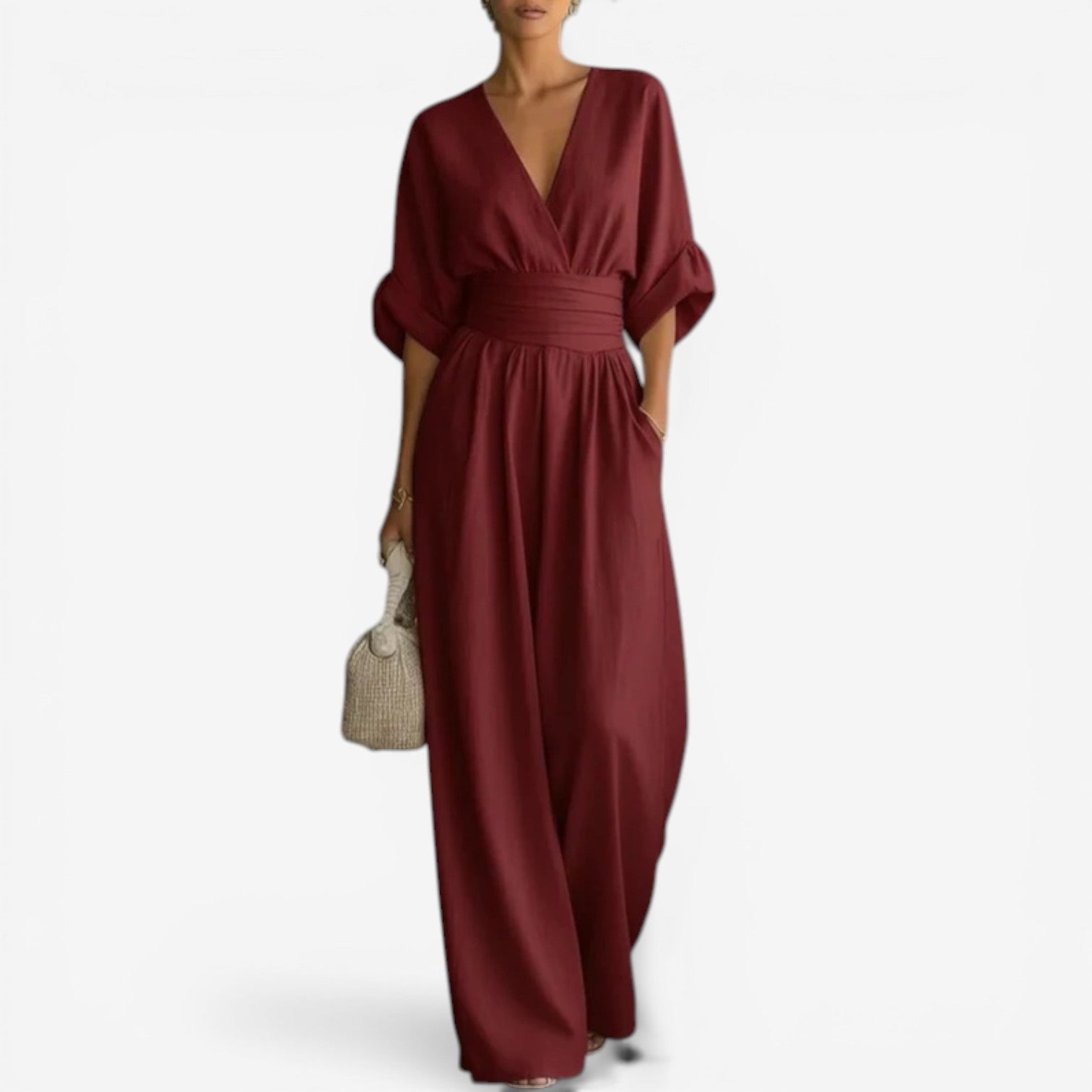 Layla | Elegant Wide Sleeve V-Neck Jumpsuit