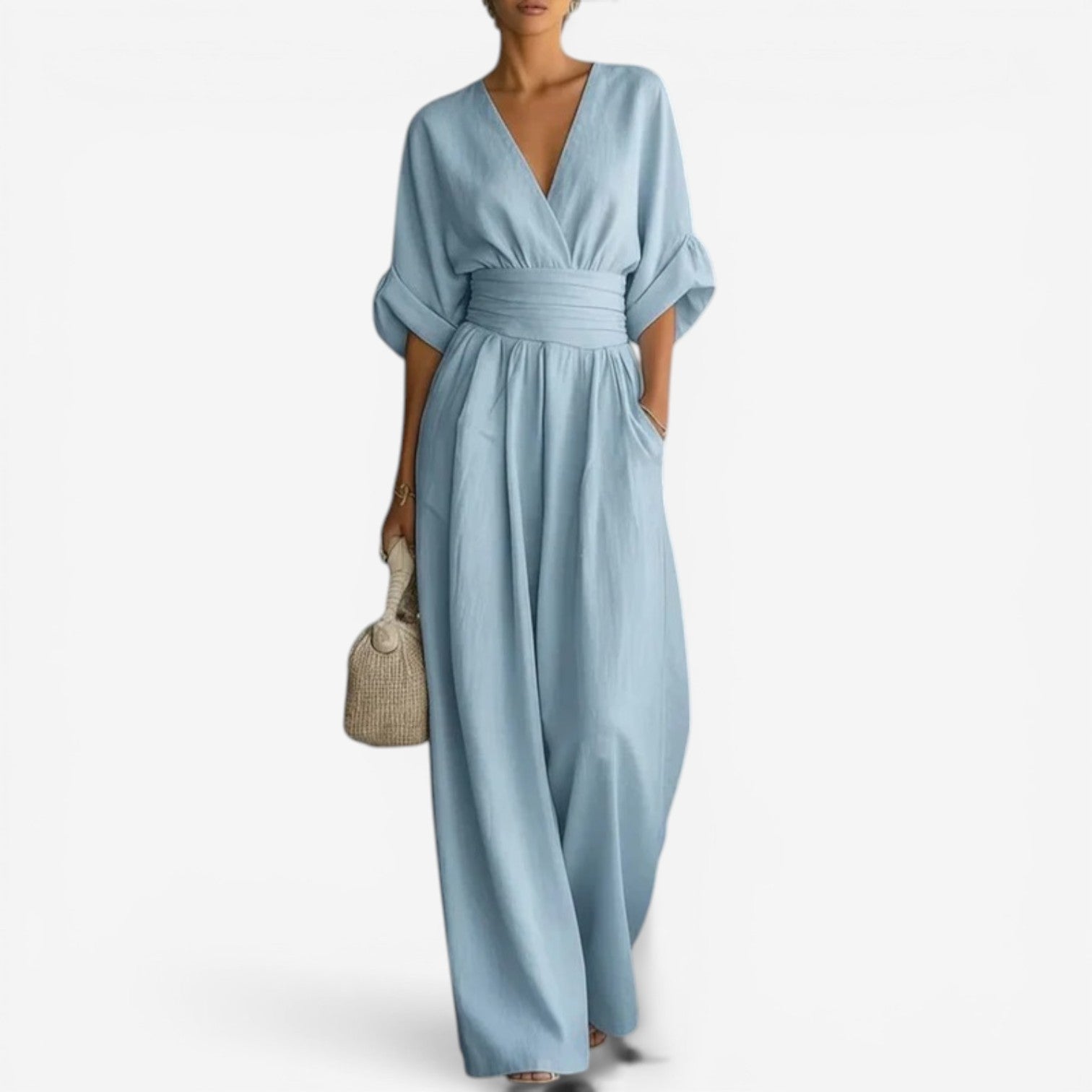 Layla | Elegant Wide Sleeve V-Neck Jumpsuit