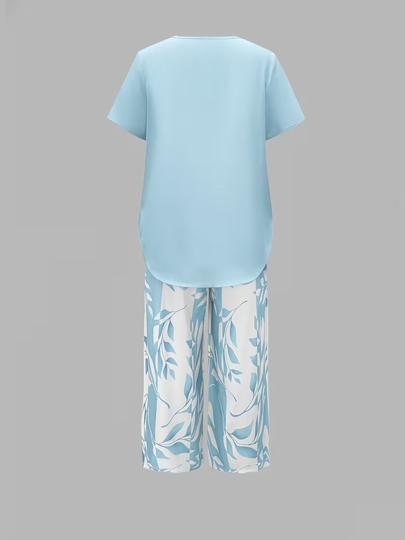 Yvette | Casual Leaf Print Two Piece Set