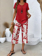 Yvette | Casual Leaf Print Two Piece Set