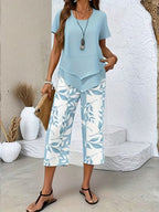 Yvette | Casual Leaf Print Two Piece Set