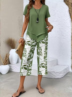 Yvette | Casual Leaf Print Two Piece Set