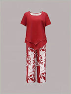 Yvette | Casual Leaf Print Two Piece Set