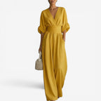 Yvette | Elegant Wide Sleeve V-Neck Jumpsuit