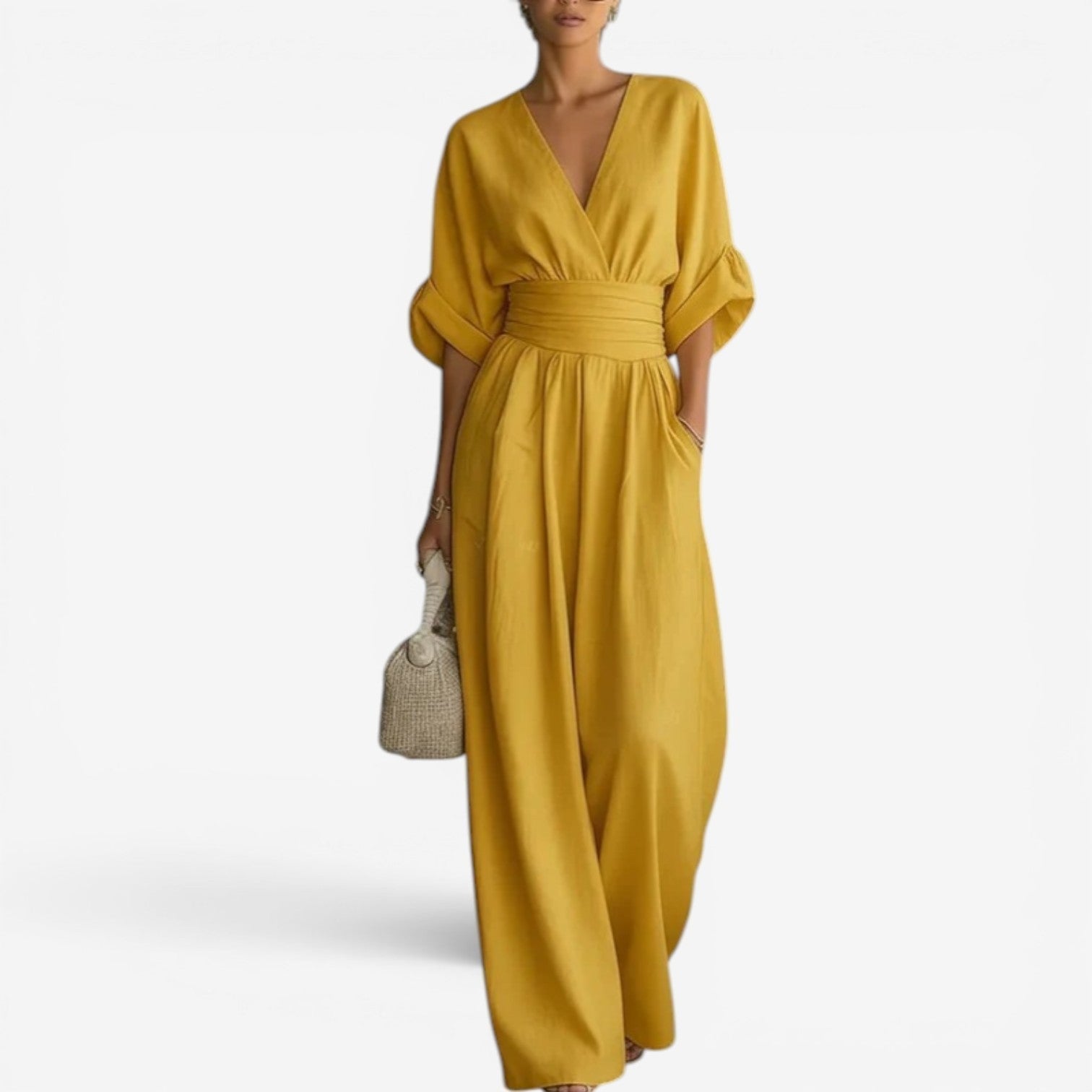 Yvette | Elegant Wide Sleeve V-Neck Jumpsuit
