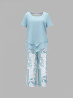 Yvette | Casual Leaf Print Two Piece Set