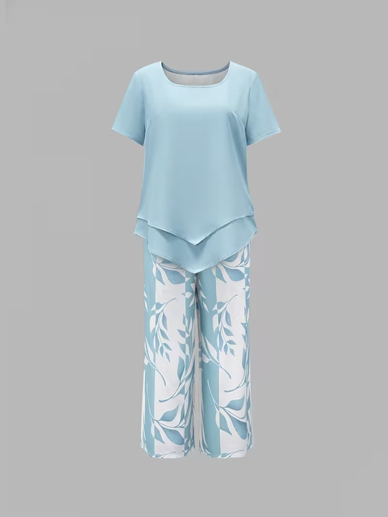Yvette | Casual Leaf Print Two Piece Set
