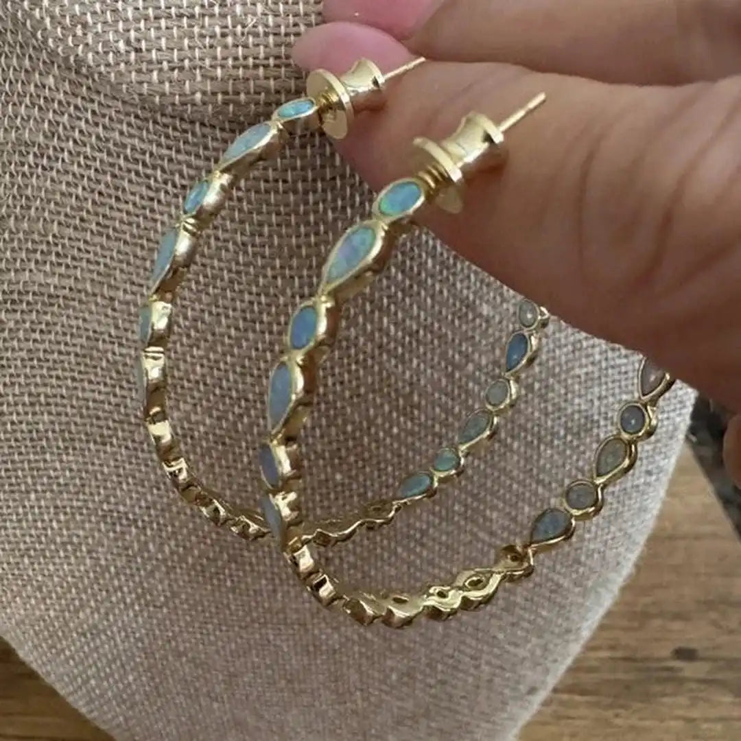 Marlowe | Blue Opal Hoop Earrings