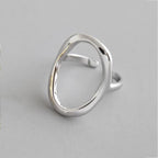 Adjustable Ring Made of 925 Silver with Irregular Ball Shape