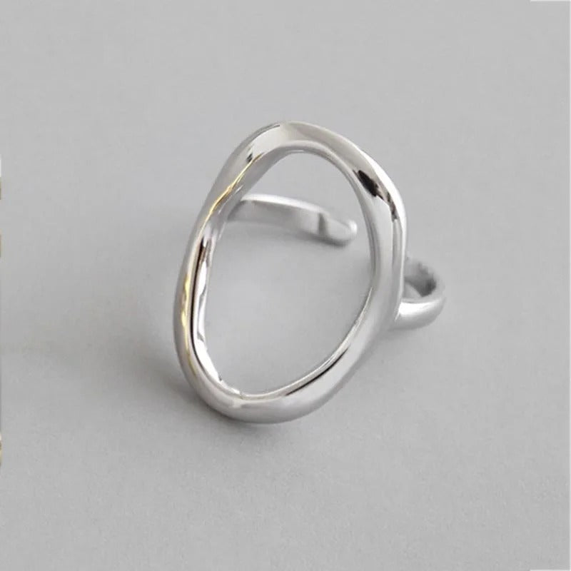 Adjustable Ring Made of 925 Silver with Irregular Ball Shape