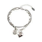 925 Sterling Silver Bracelet with Engraving "Love Forever" + 2 Free Charms