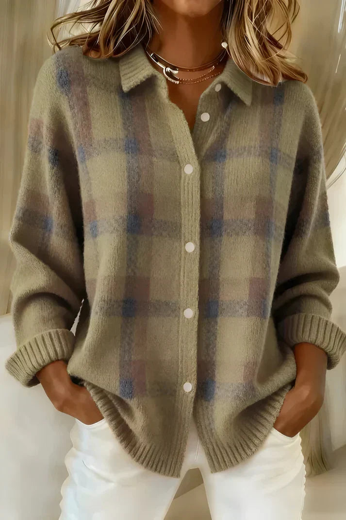 Camellia | Elegant & Cozy Checkered Cardigan